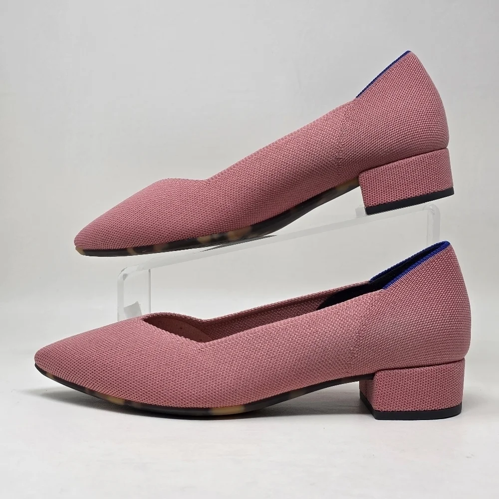 Rothy's Rosepoint Textured Pointed-Toe Low Block Heels